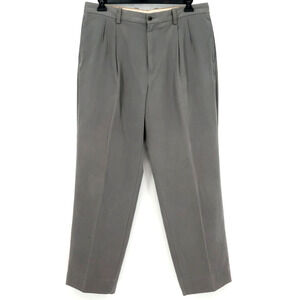 Tommy Bahama Dress Pants Mens 36 x 30 Gray Silk Bamboo Pleated Straight Leg